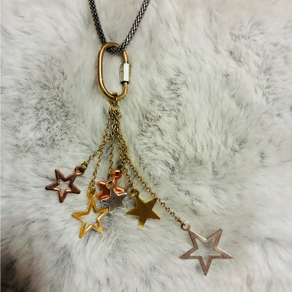 Gold and Silver Star Pendant Necklace